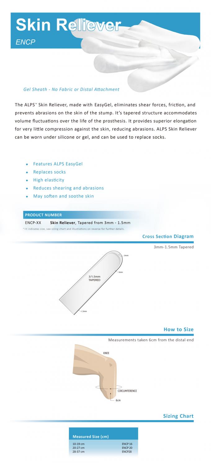 37cm ALPS Prosthetic Liners , ALPS Skin Reliever Gel Sheath
