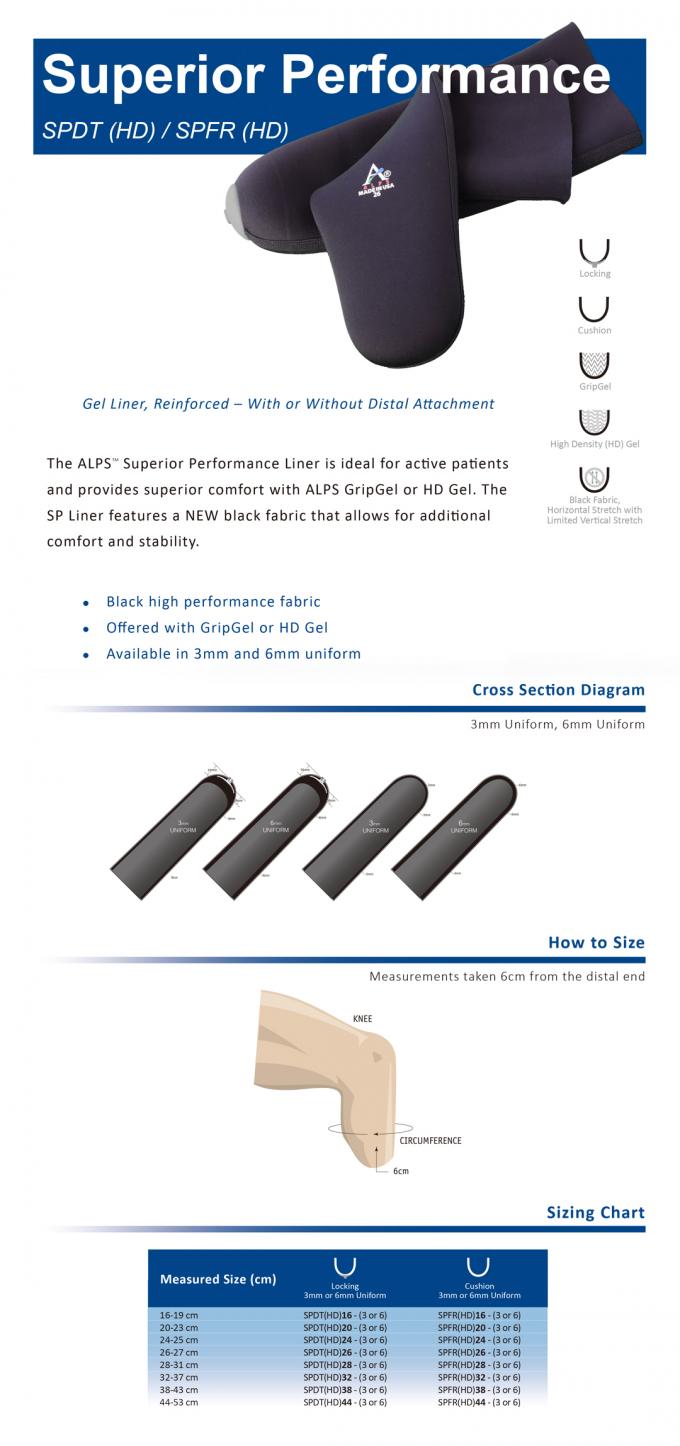 Black 16cm Superior Performance Gel ALPS Locking Liners